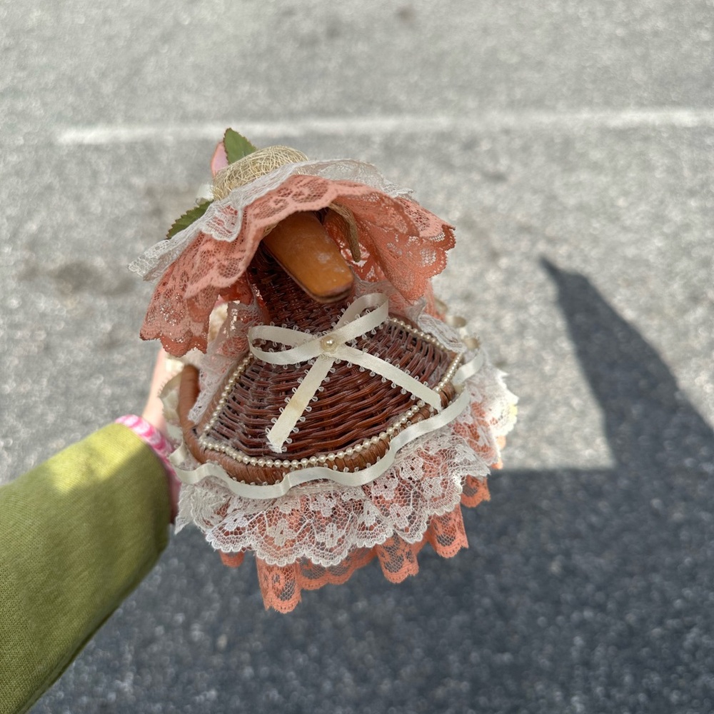 Wicker Basket with Lace and Ribbon